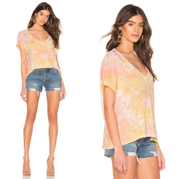 NWT Free People All Mine Orange Tie Dye SS T-Shirt - Picture 4 of 10